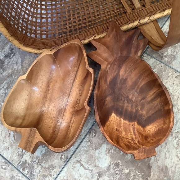 Vintage Boho Monkey Wood Leaf Bowl - Picture 2 of 3